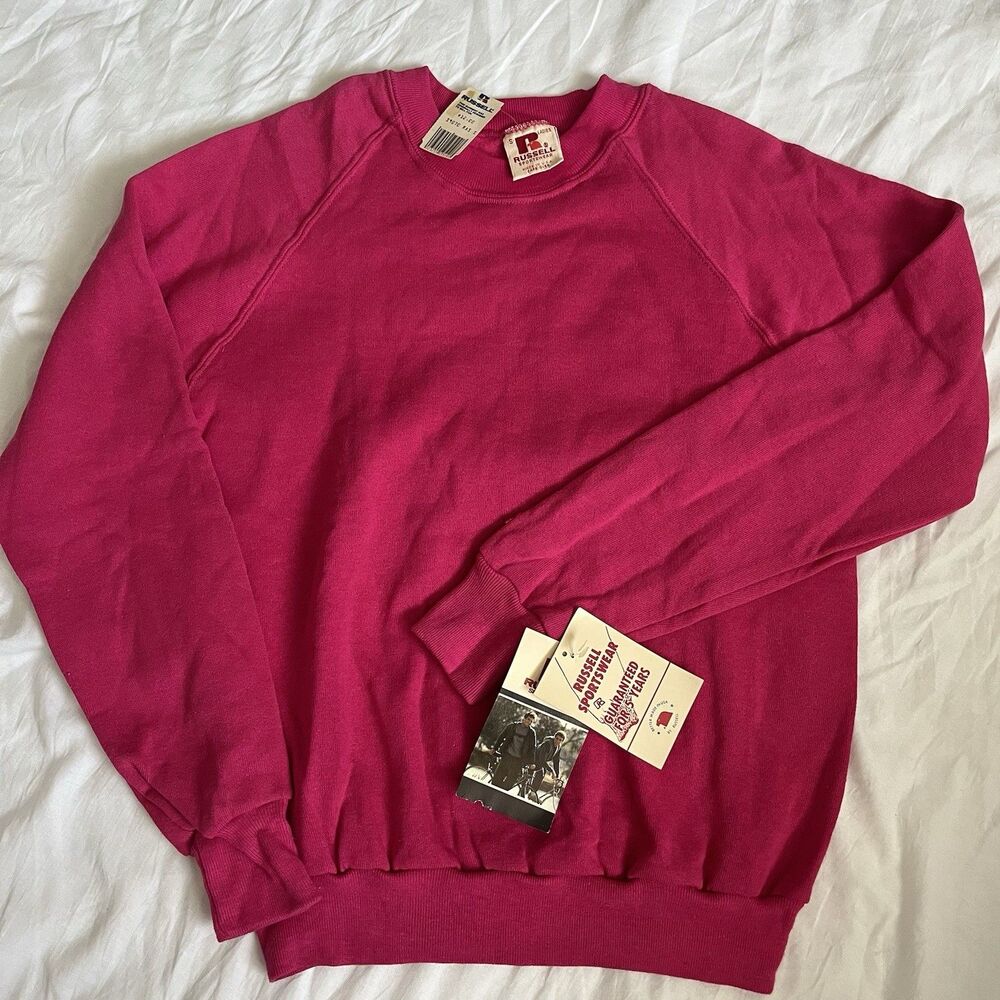 Vintage 80/90s Russell Athletic Made USA Deadstock Pink Crewneck Sweatshirt NWT